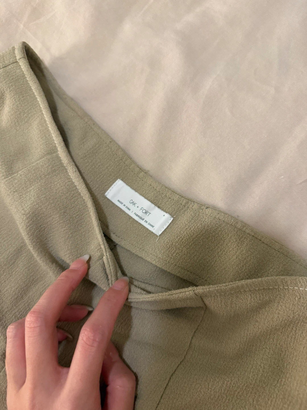 OAK + FORT Wide Leg Pants - Khaki - photo 3