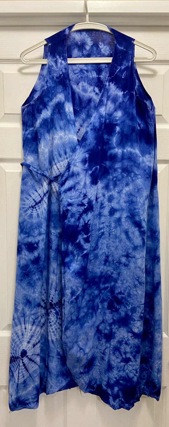 Blue Tie-Dye wrap around dress - photo 3