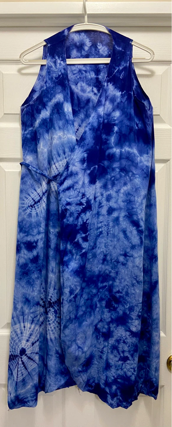 Blue Tie-Dye wrap around dress - photo 4