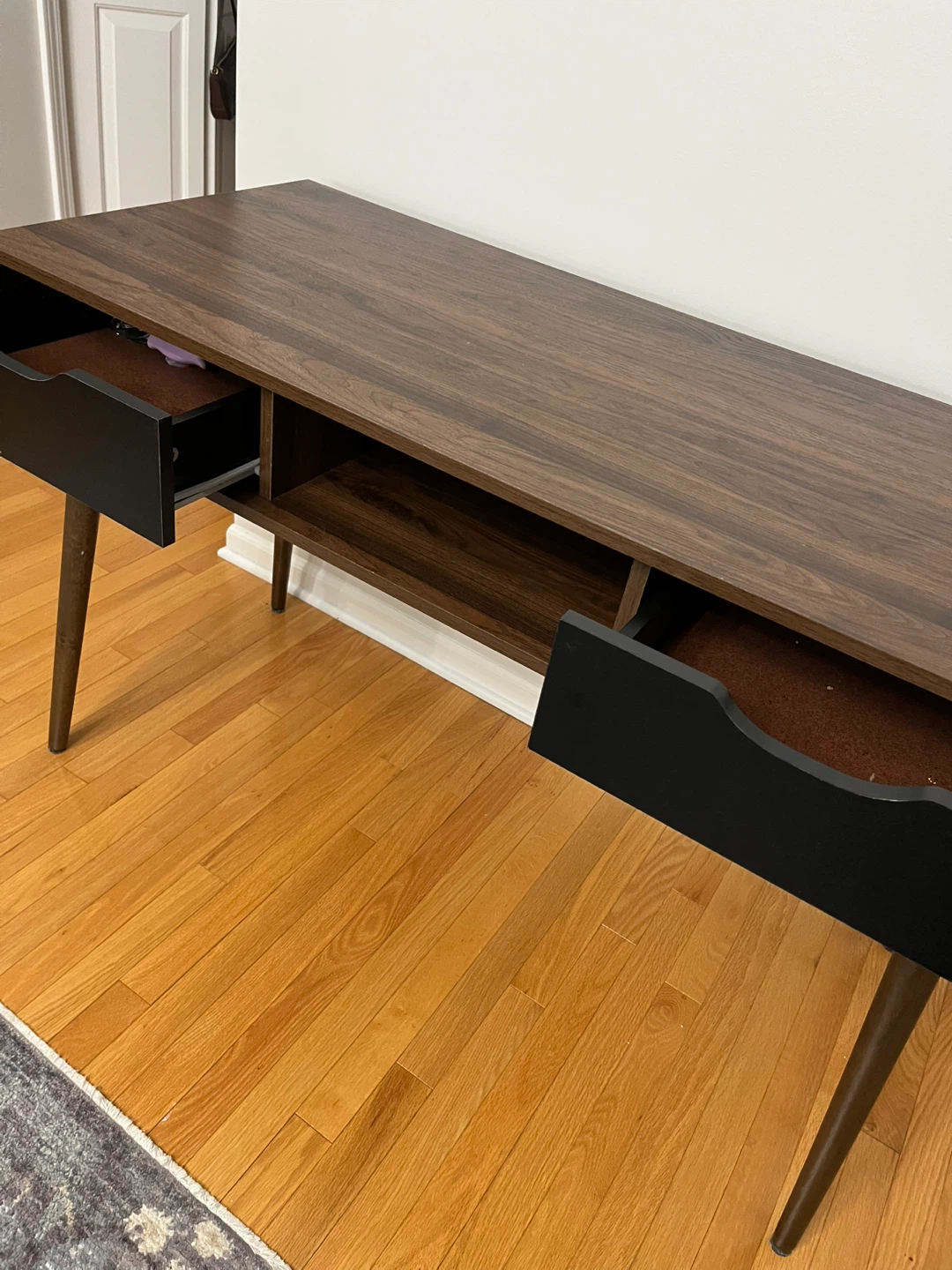 Dark Wood Console Table with 2 Drawers
