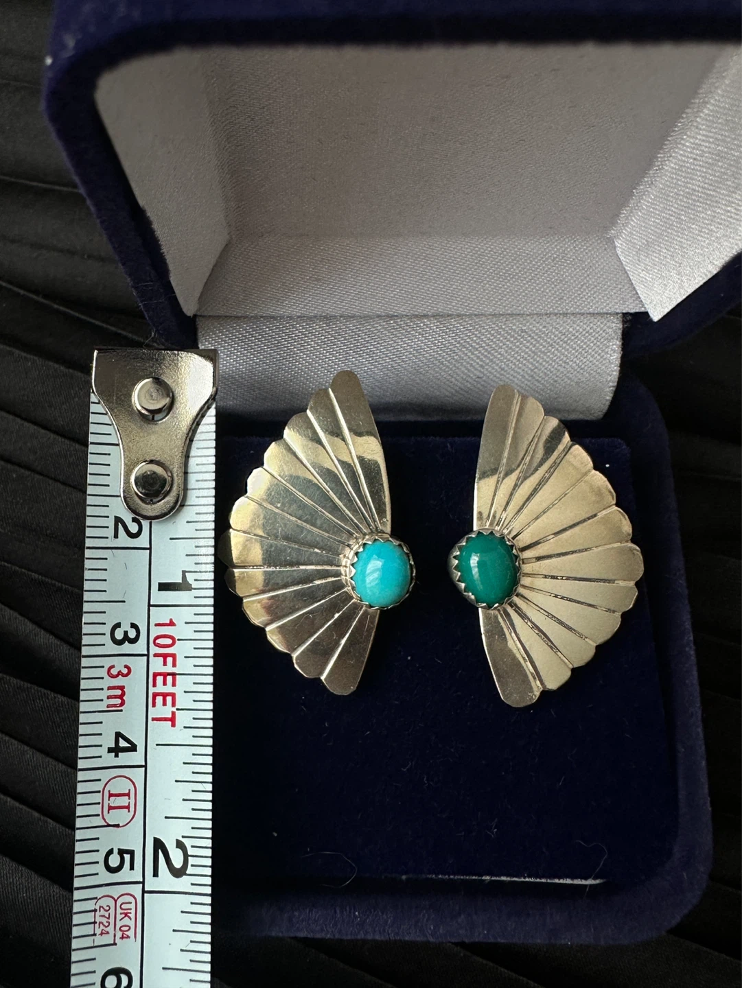 Silver unique vintage earrings turquoise - photo 2