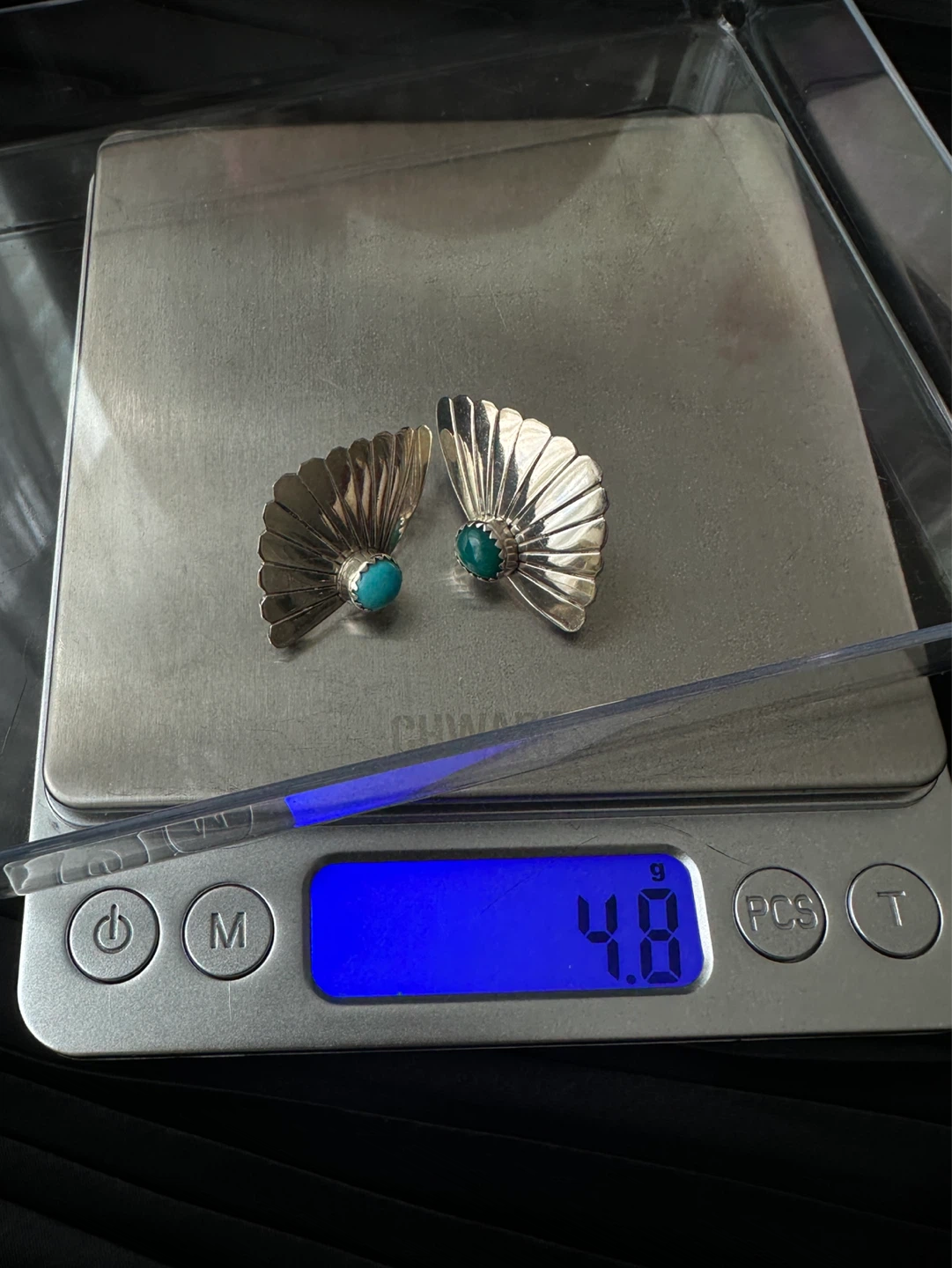 Silver unique vintage earrings turquoise - photo 5