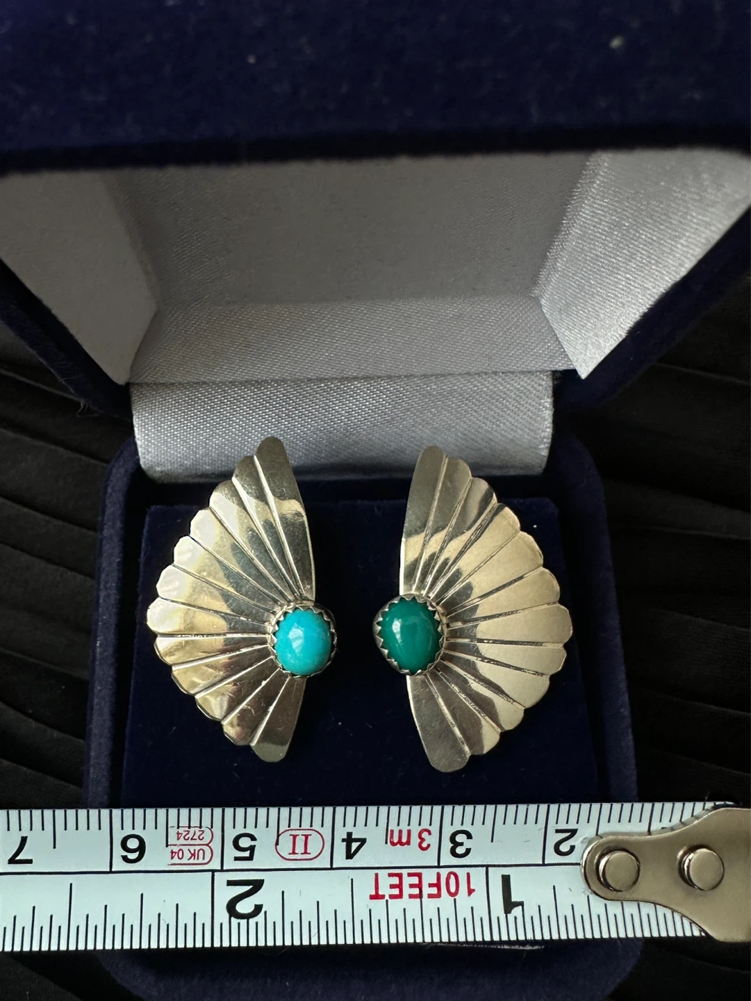 Silver unique vintage earrings turquoise - photo 3