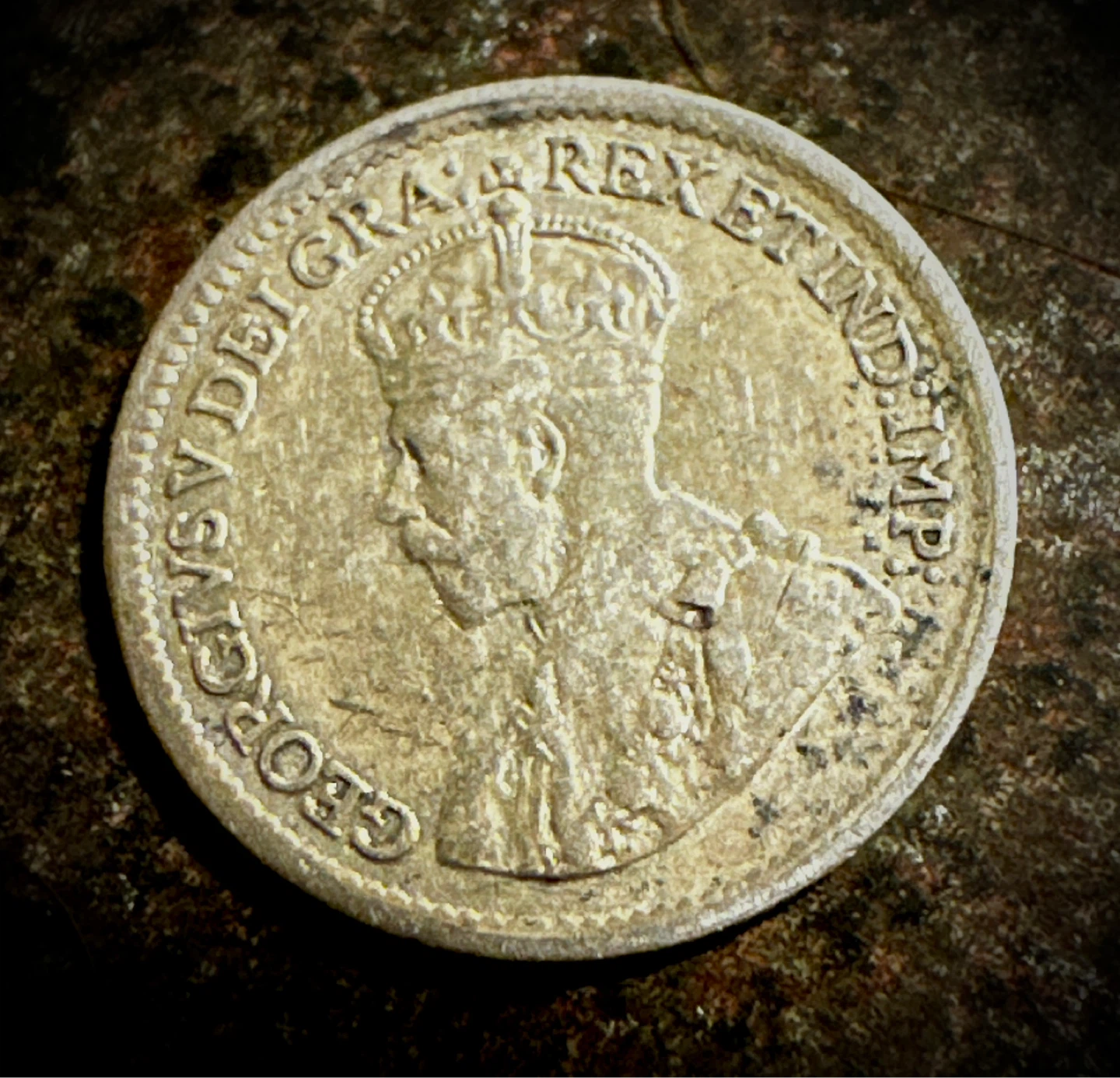 1919 Silver Canadian 5 Cents Coin - George V - photo 2