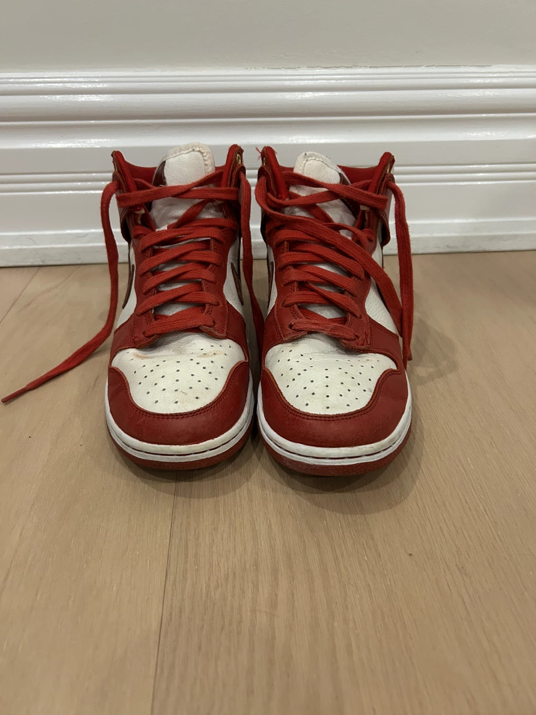 Nike Dunk High Top Sneakers Red/White Size US 8w - photo 3