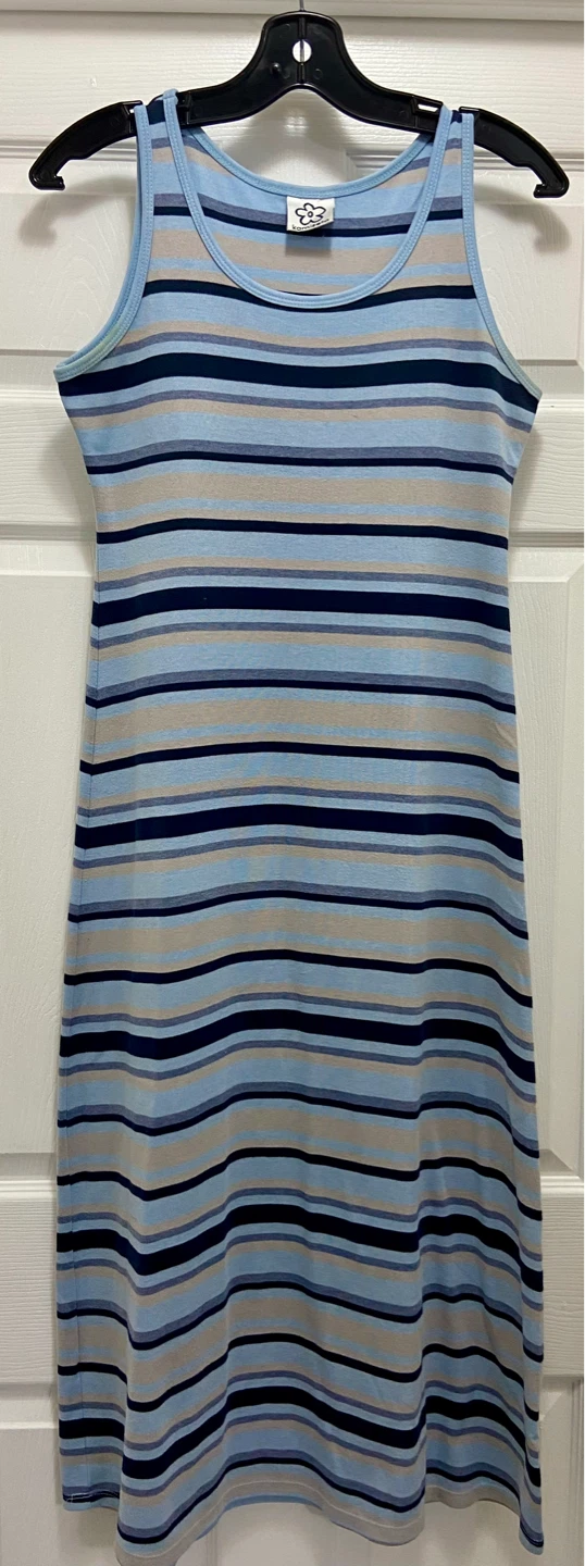 Striped Tank Dress - Blue/Tan - photo 2