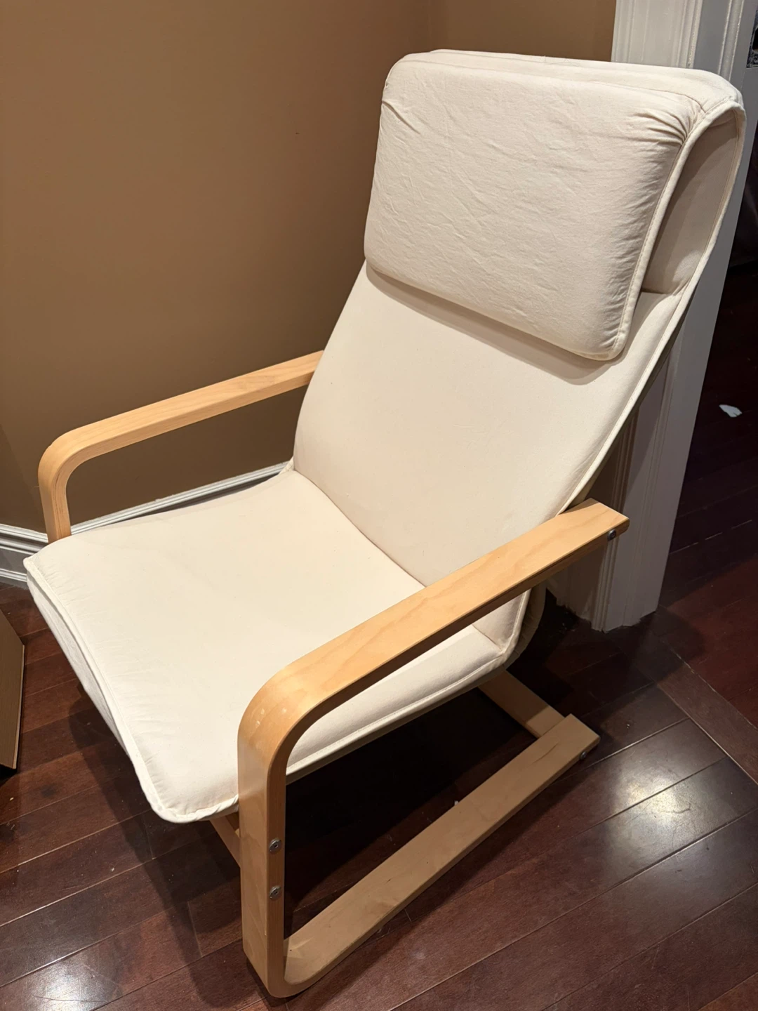 IKEA Poäng Armchair - Cream Fabric & Wood Frame