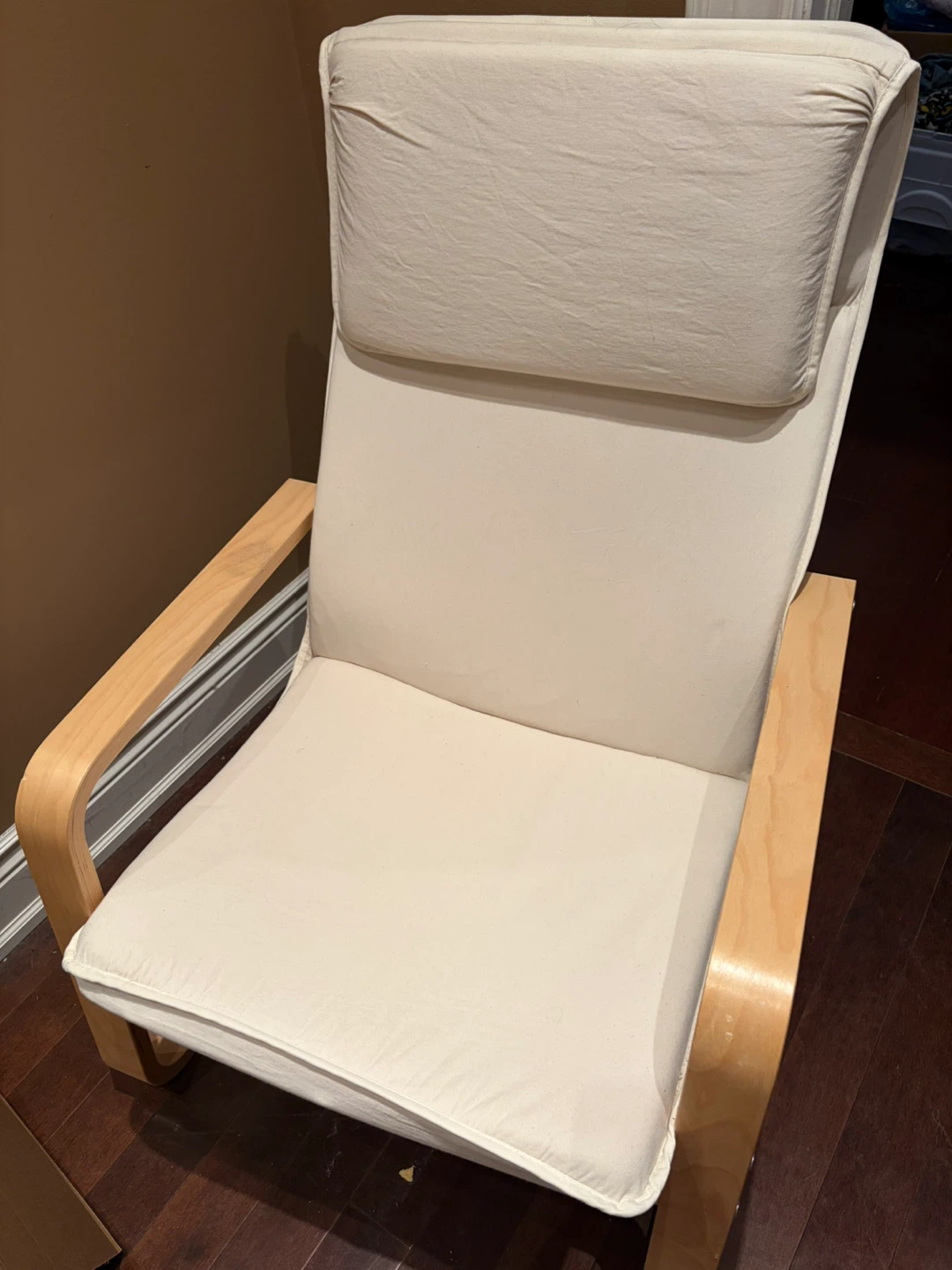 IKEA Poäng Armchair - Cream Fabric & Wood Frame - photo 2