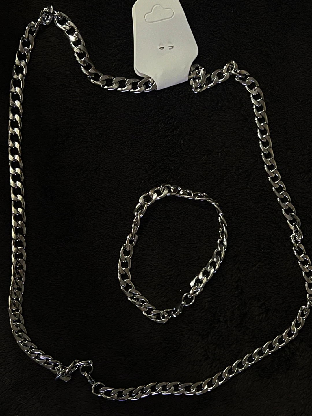 Silver Chain Necklace and Bracelet Set