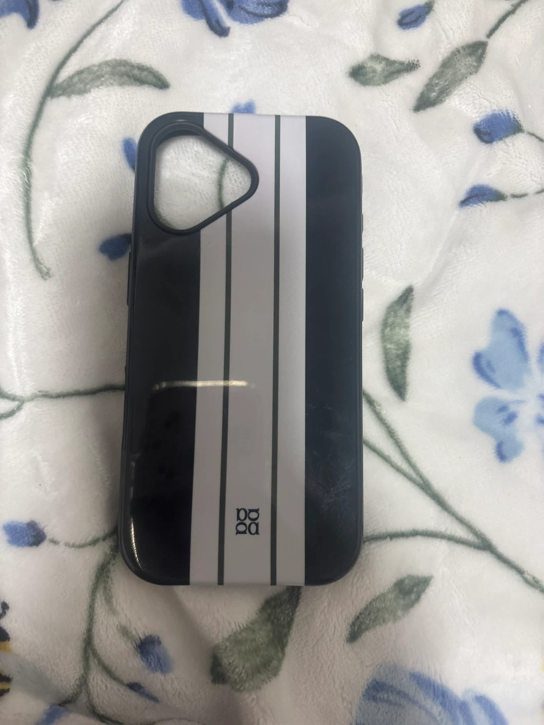 iPhone 16 case Pepa Logo  Black and White Stripe Phone Case