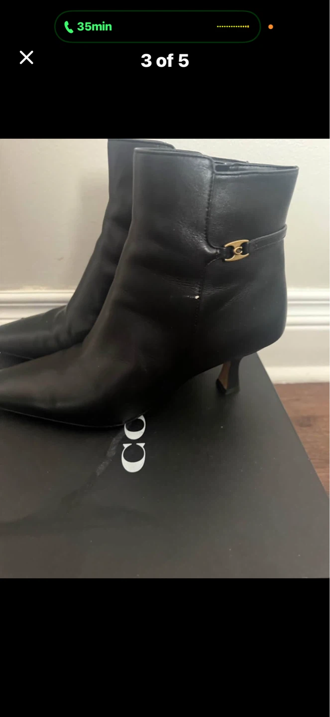 Coach Rebecca Lth Bootie Black Leather Ankle Boots Size 8 - photo 3