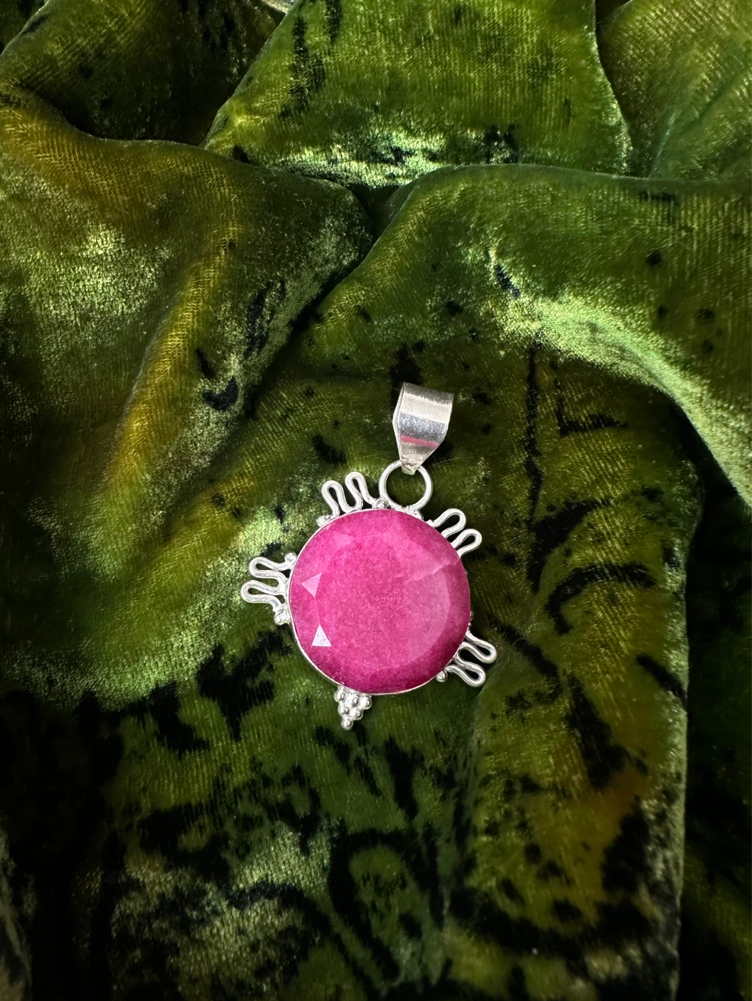 Sterling Silver Pendant with Pink Gemstone