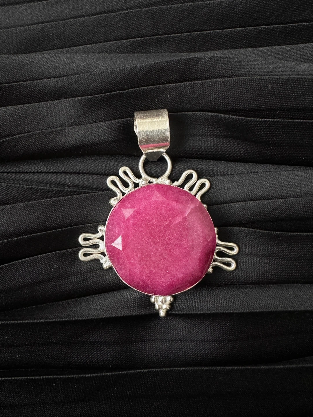 Sterling Silver Pendant with Pink Gemstone - photo 3