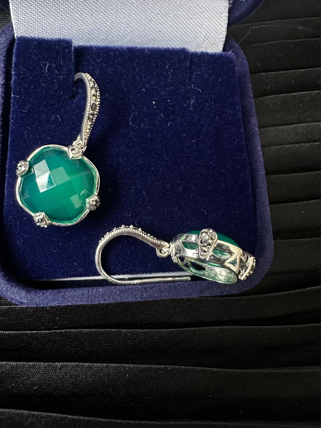 925 Green Gemstone Dangle Earrings - photo 4