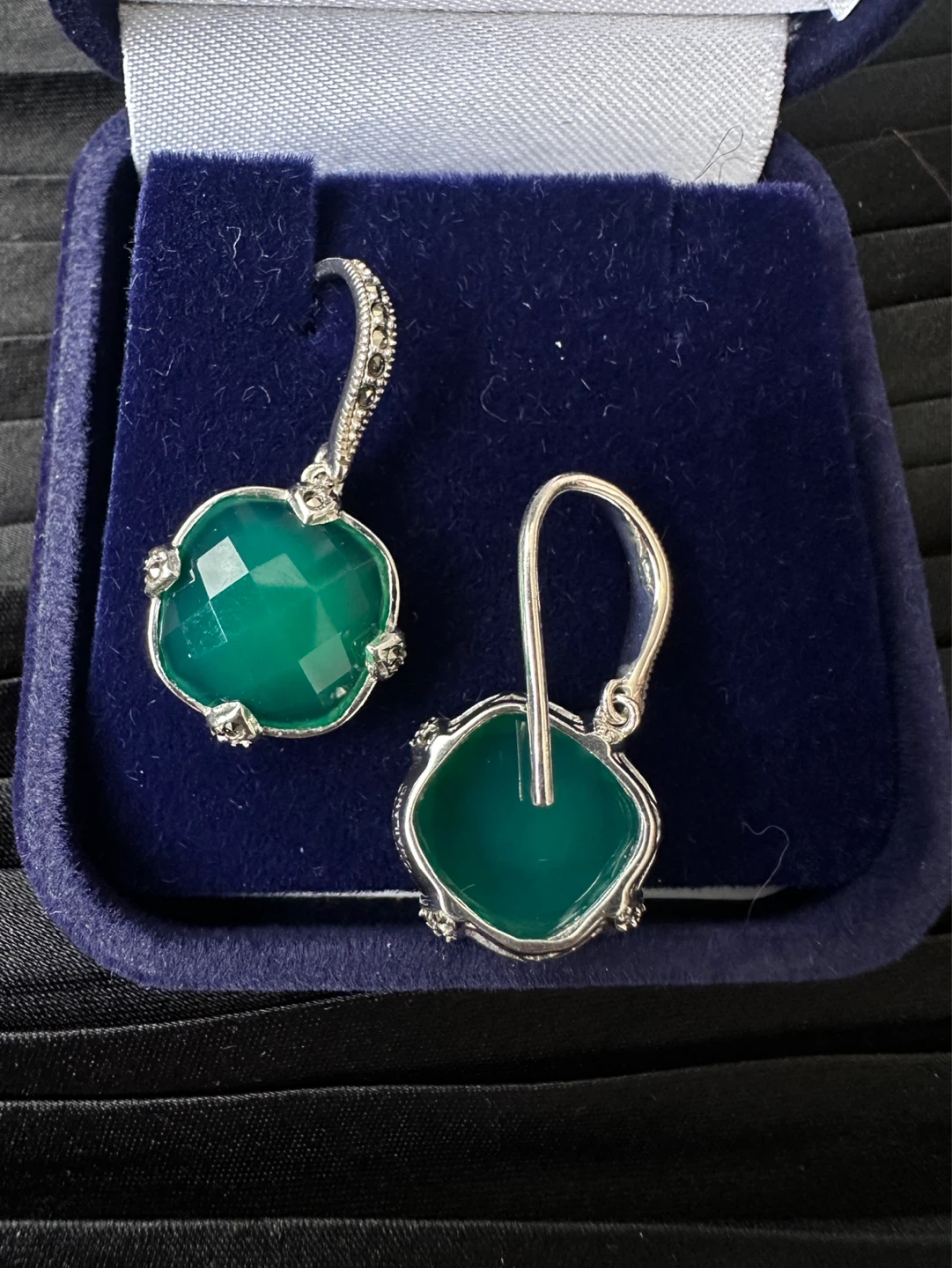 925 Green Gemstone Dangle Earrings - photo 5