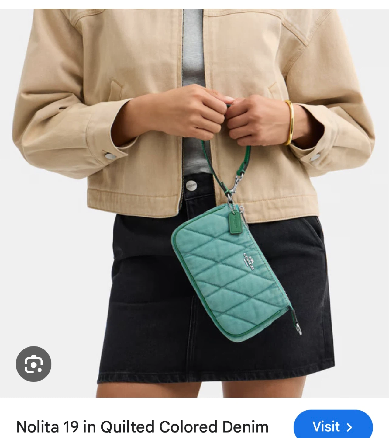 Coach Nolita 19 Quilted Denim Bag - Teal - photo 2