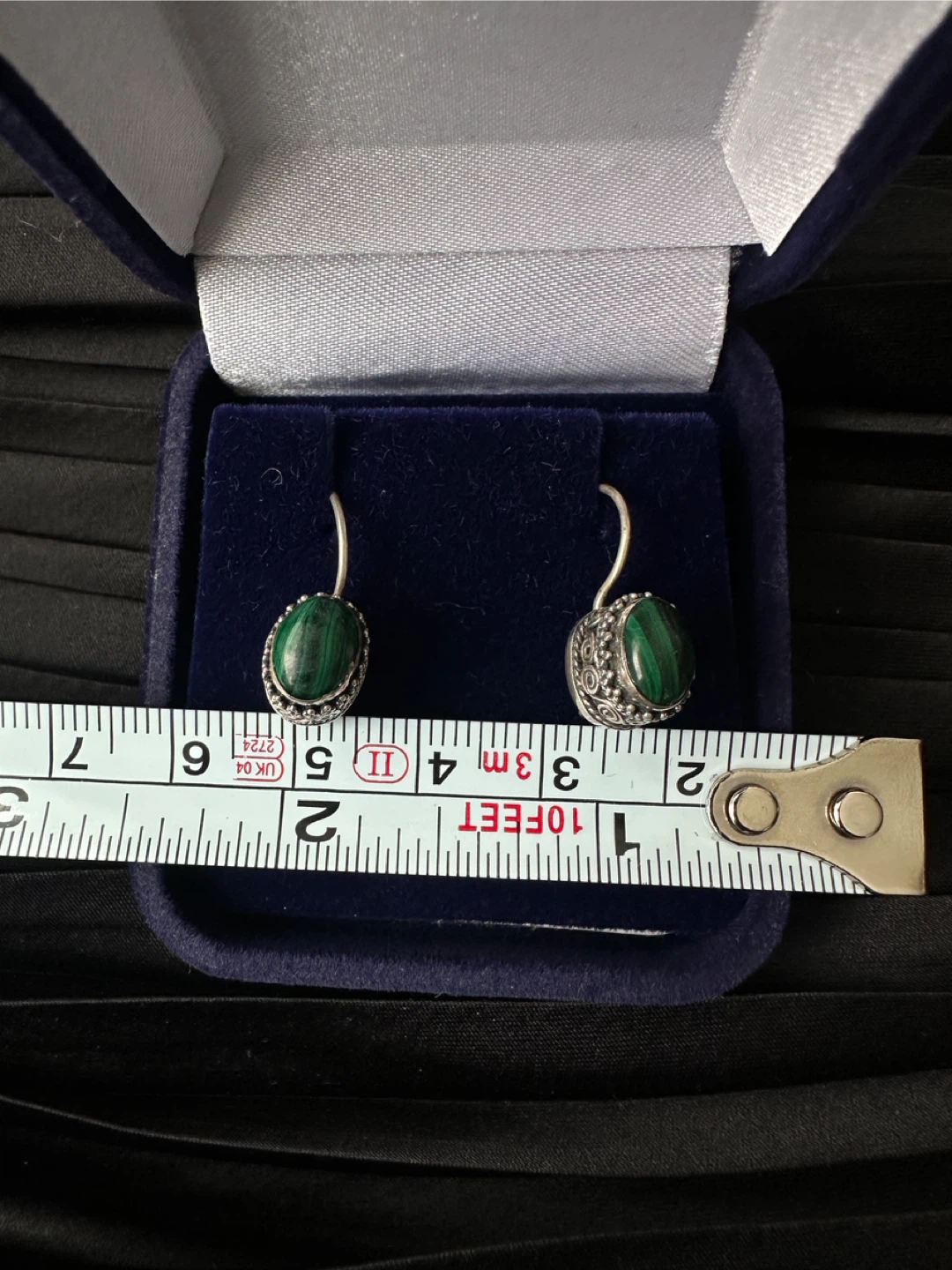 925 vintage Silver Earrings with Malachite - photo 2