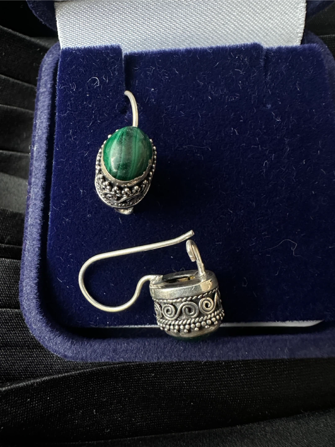 925 vintage Silver Earrings with Malachite - photo 5