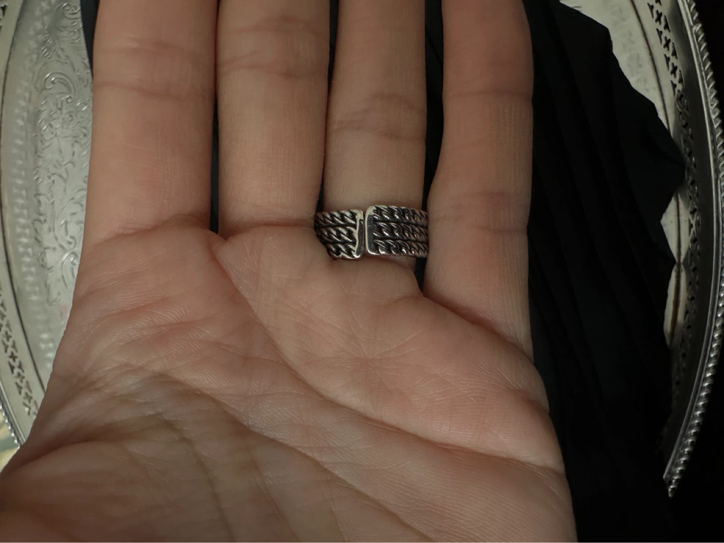Unisex silver Chain Link Ring - photo 2