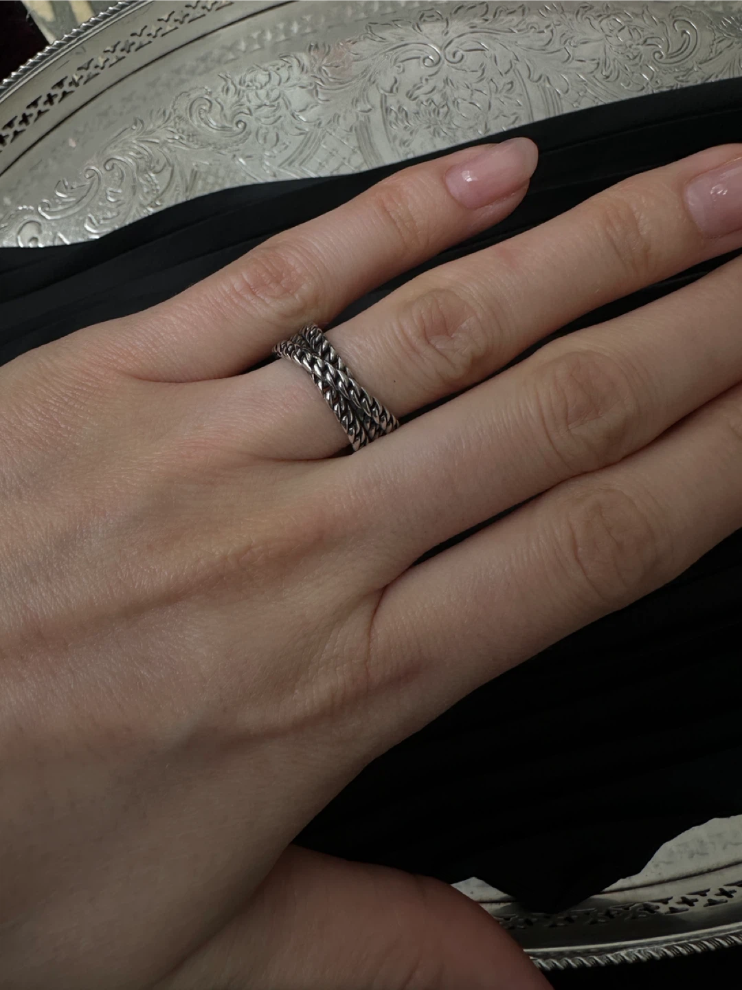 Unisex silver Chain Link Ring