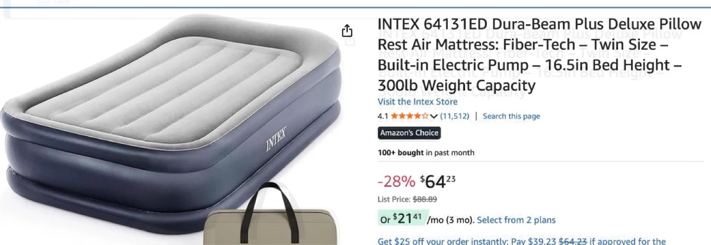 Air Mattress- twin size- Brand new (still in box)