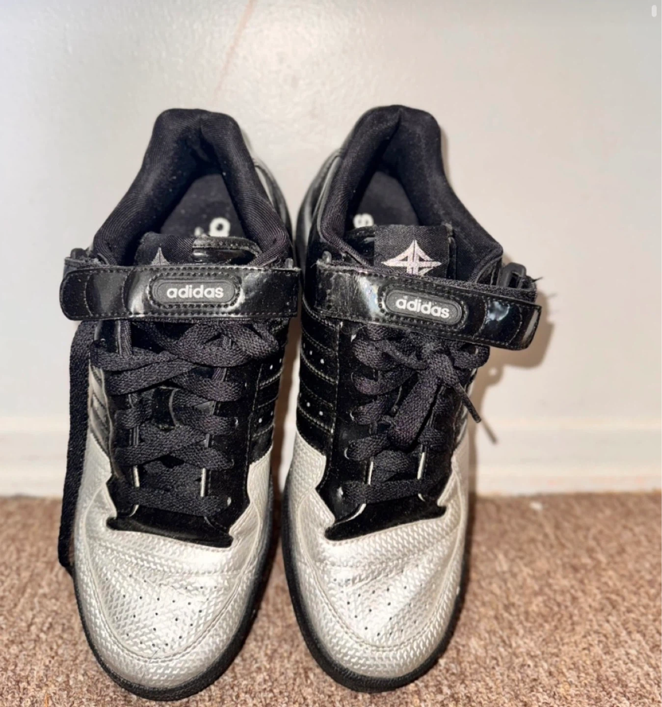 Adidas Black & Silver Lace Up Hook and Loop Sneakers