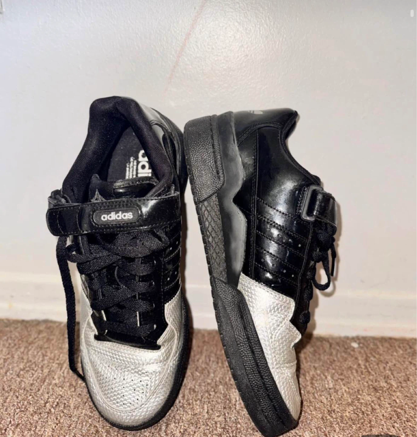 Adidas Black & Silver Lace Up Hook and Loop Sneakers - photo 2