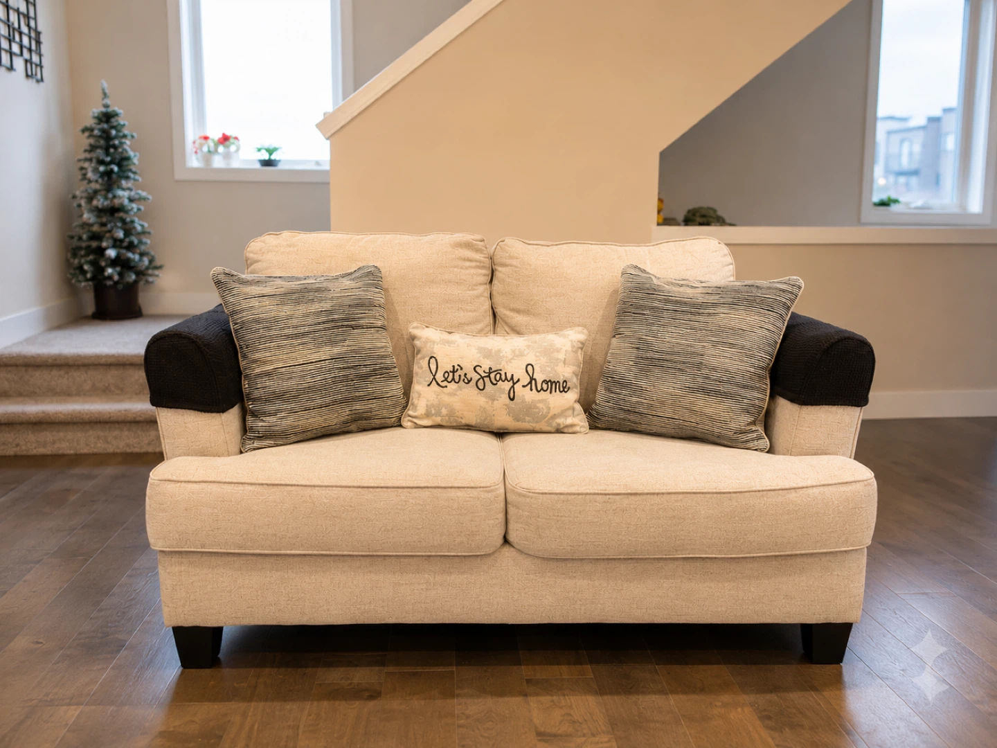 MOVING SALE - The Brick Beige Loveseat Sofa Set - photo 2