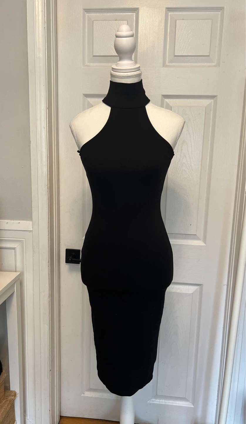 Black Halter Neck Midi Dress - New