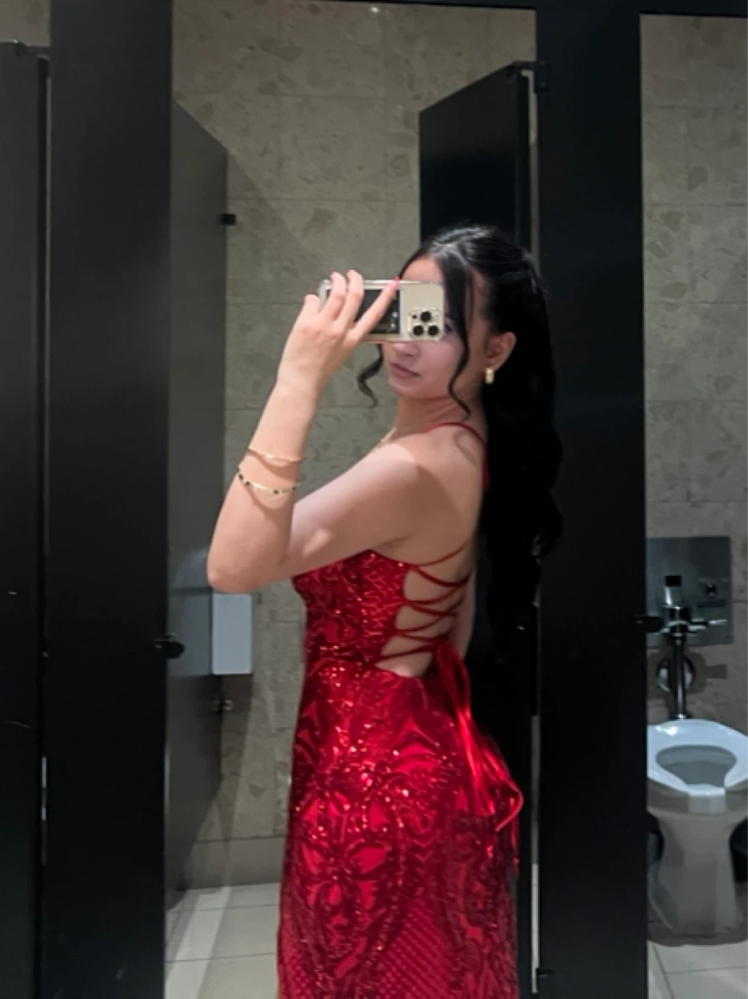 Red Sequin Strappy Back Dress - photo 2