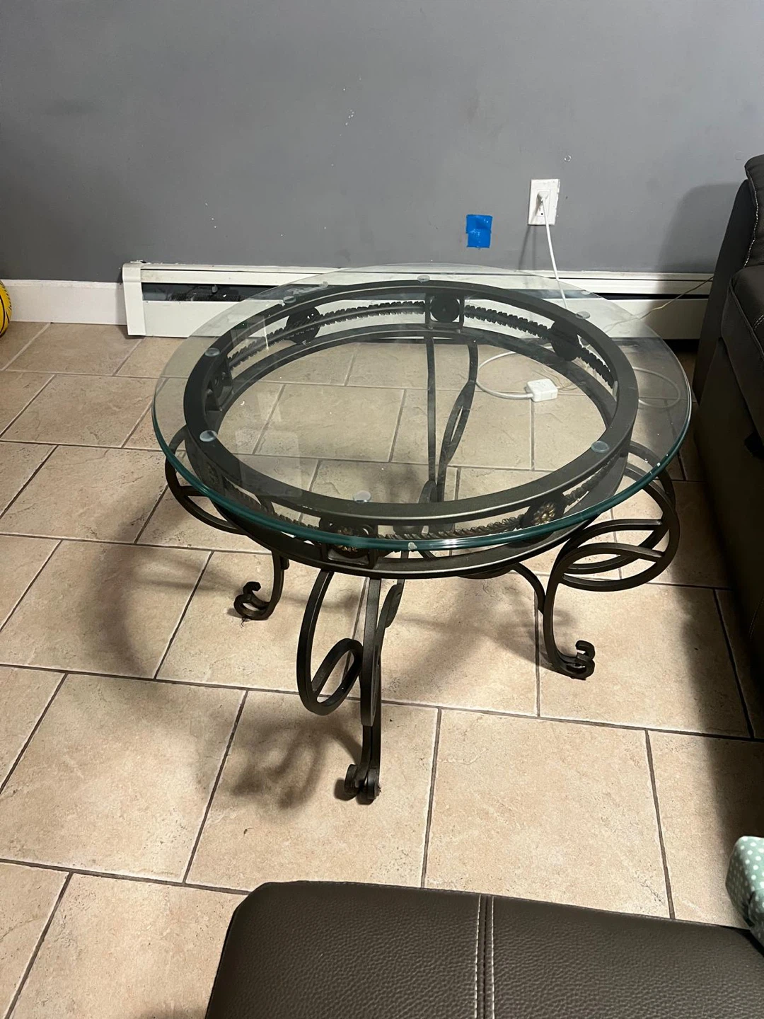 Round Metal and Glass Coffee Table - photo 3