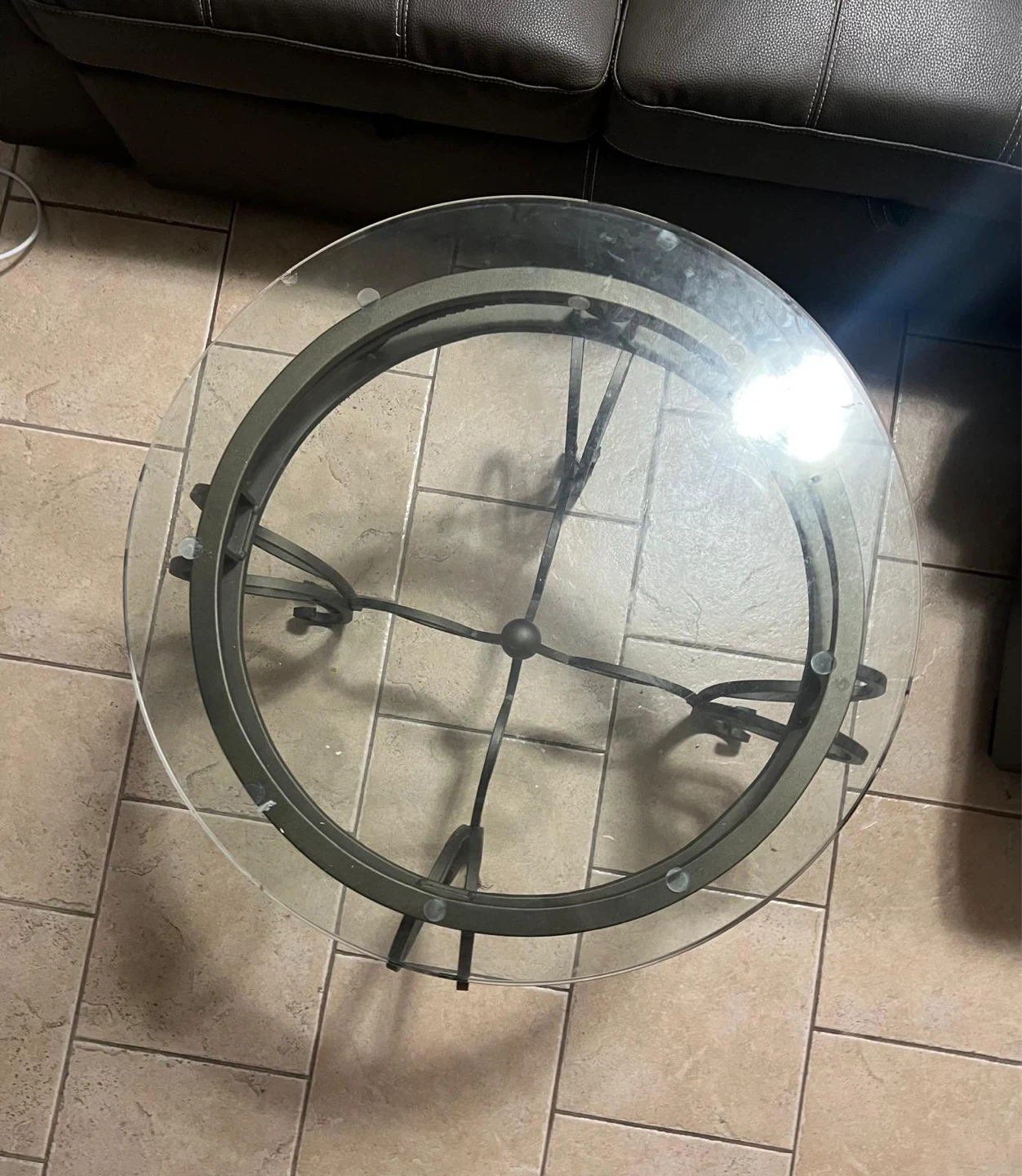 Round Metal and Glass Coffee Table