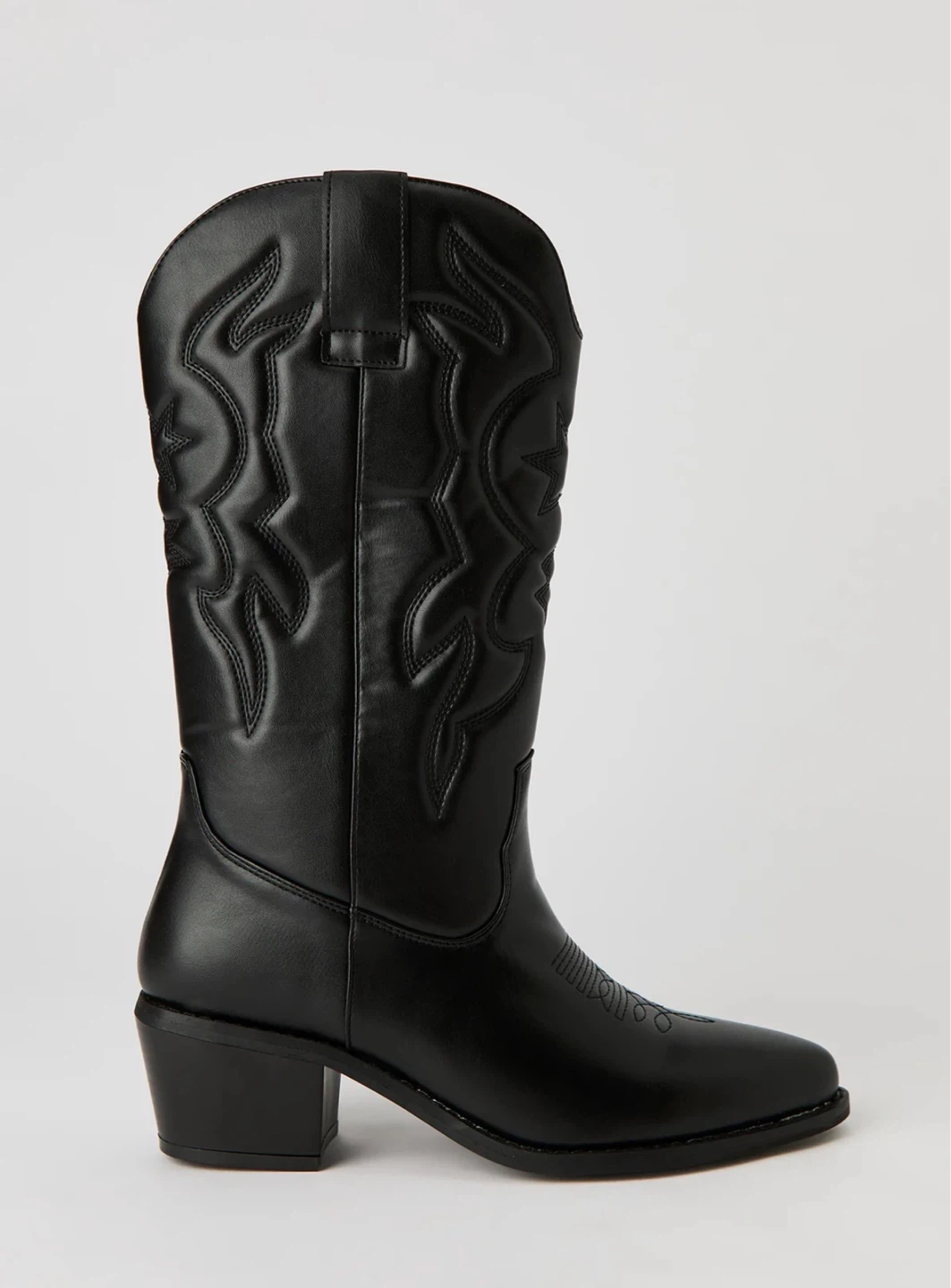 Black  Leather Cowboy Boots
