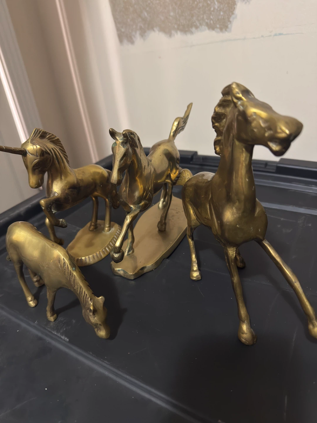 Set of 4 Brass Horse Figurines