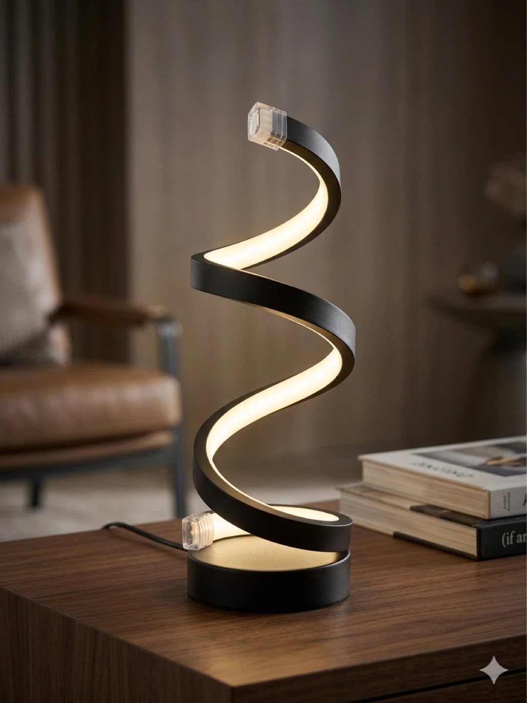 Modern Spiral LED Table Lamp - Black - photo 2
