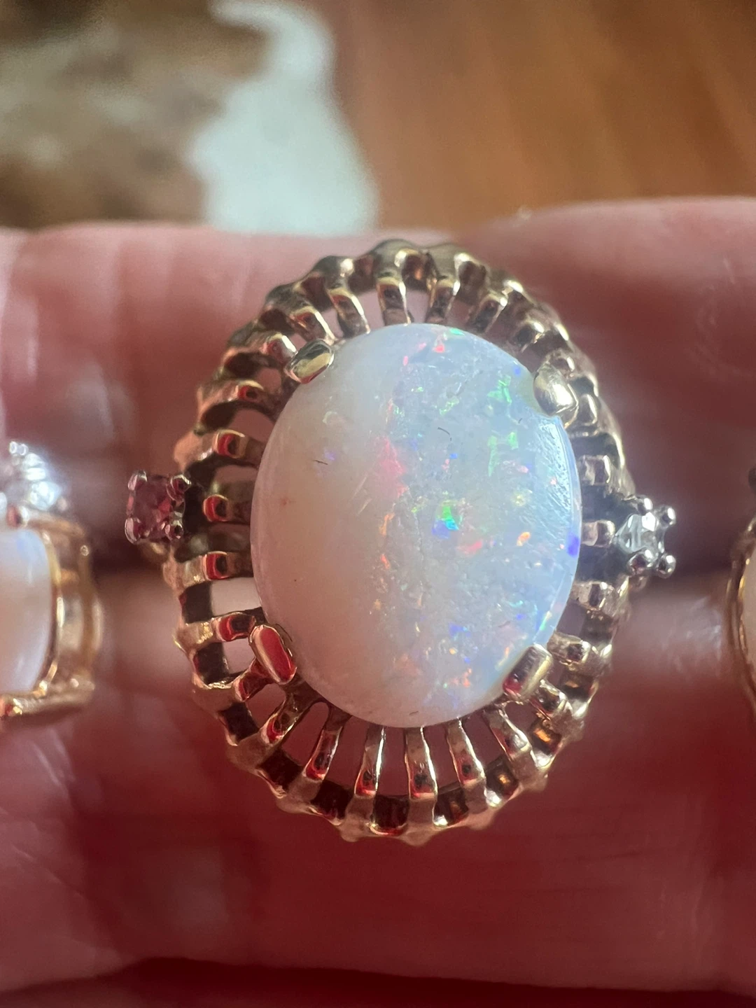 14 k Opal and Diamond Ring and 14 k Earring Set - photo 5