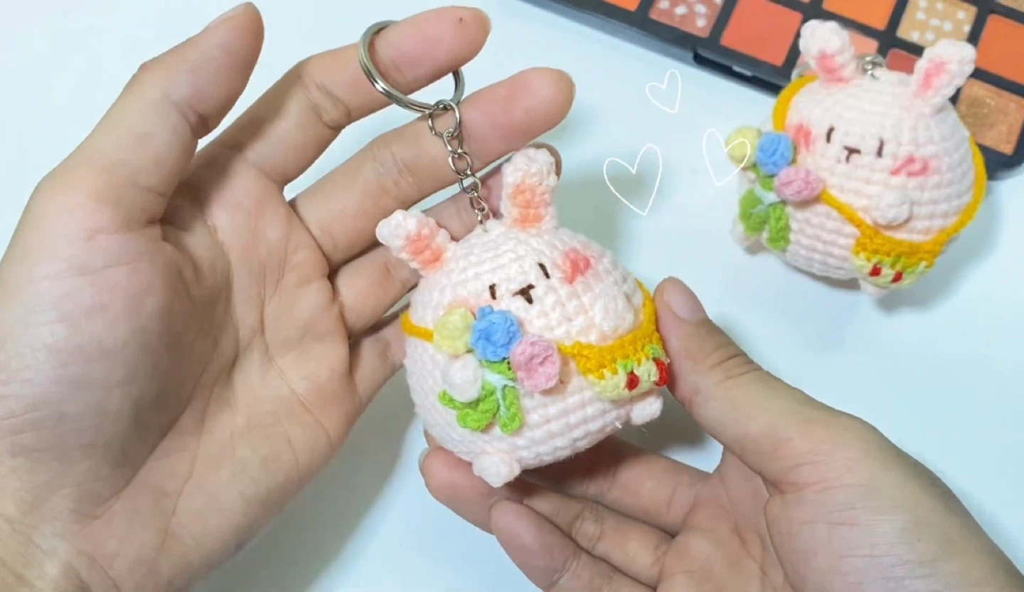 Crocheted Bunny Keychain