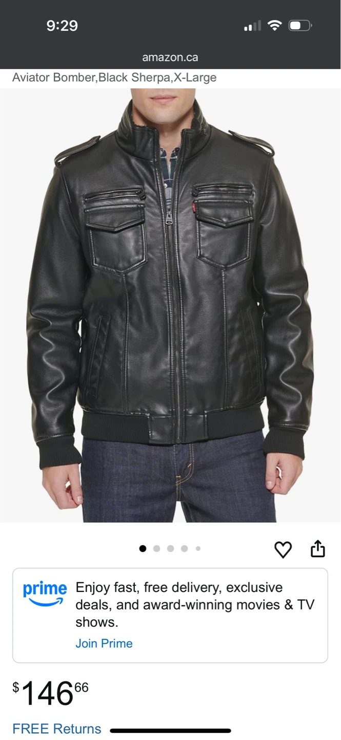 Levi’s Black Sherpa Bomber Jacket – Men’s Medium - photo 3