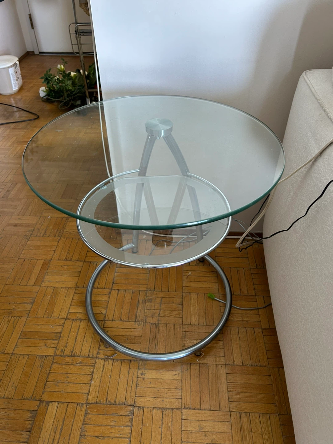 Glass and chrome side table