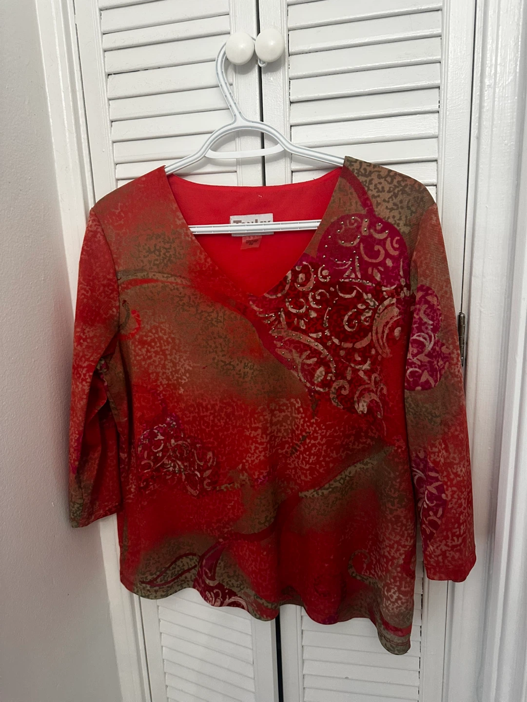 Vintage TanJay Petites Red Print Blouse - PM - photo 2