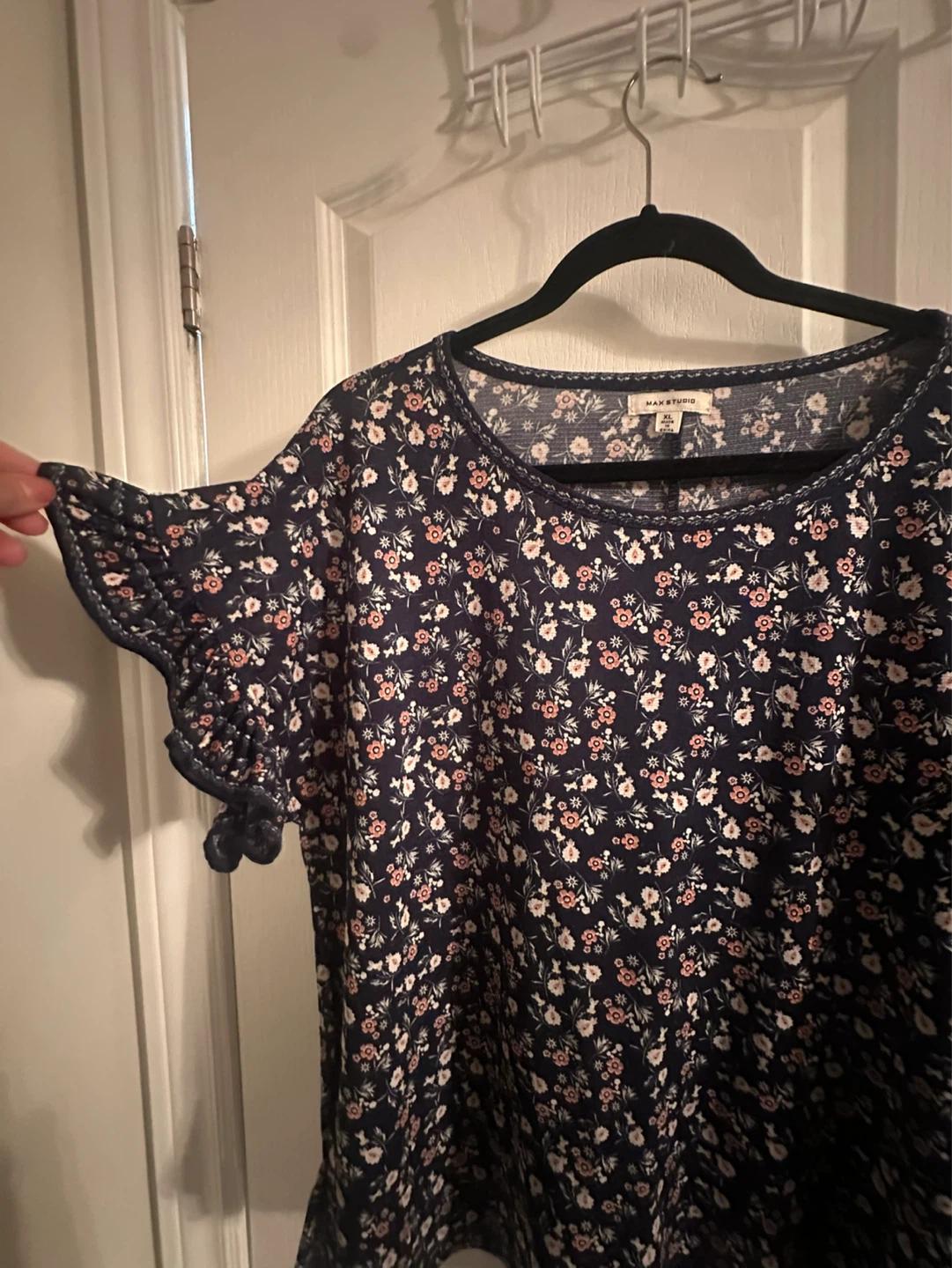 XL Max Studio Women's Floral Print Ruffle Sleeve Top