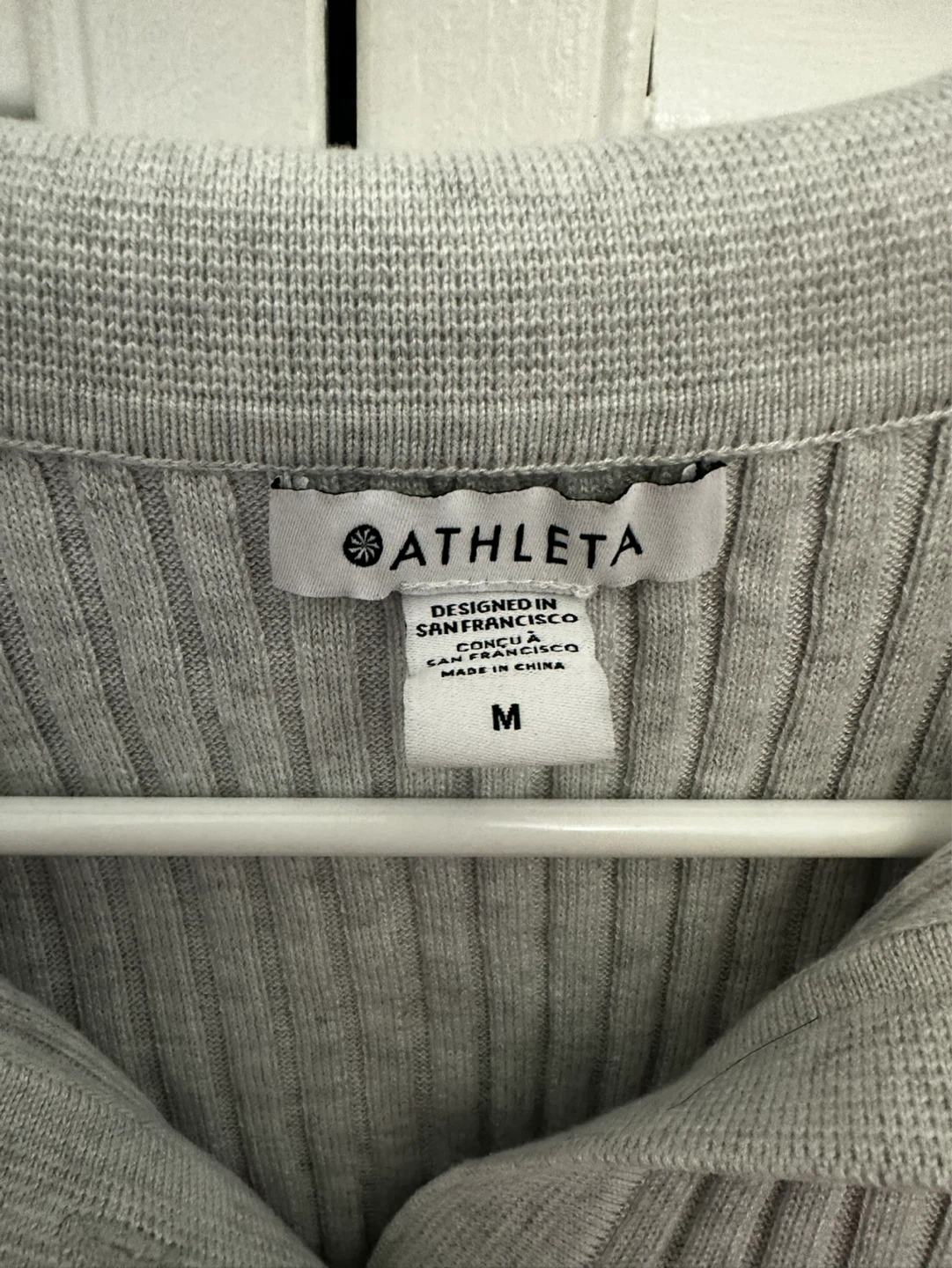 Athleta Grey Ribbed Collared Long Sleeve Shirt - Size M - photo 2