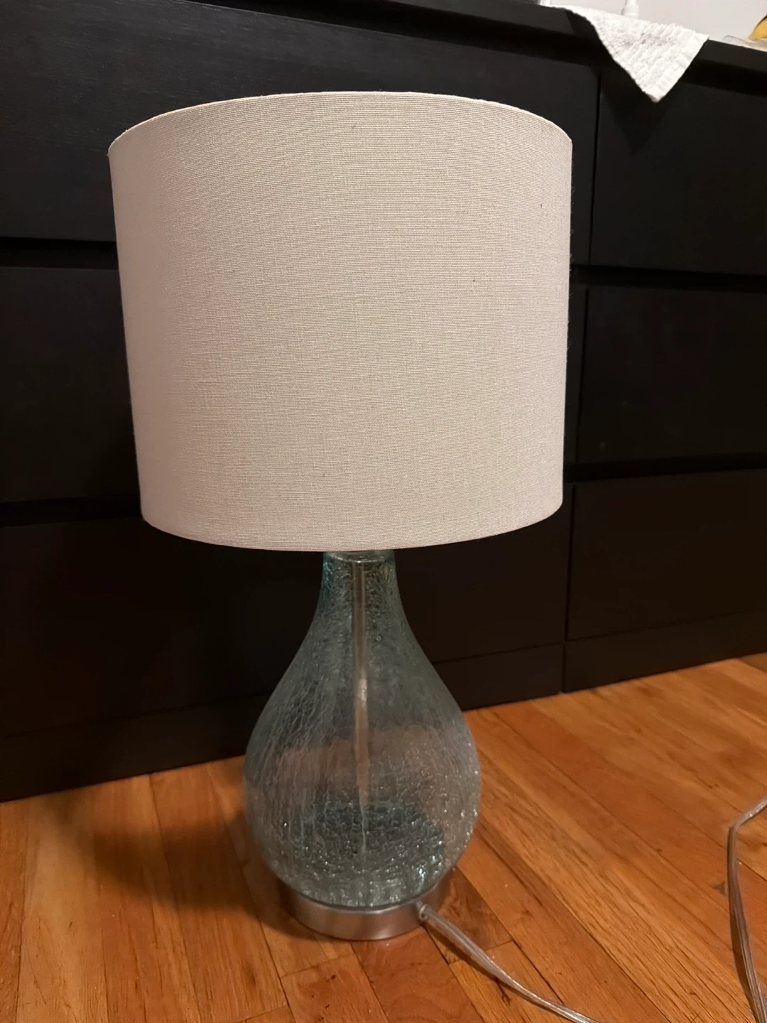 Crackle Glass Table Lamp with Fabric Shade