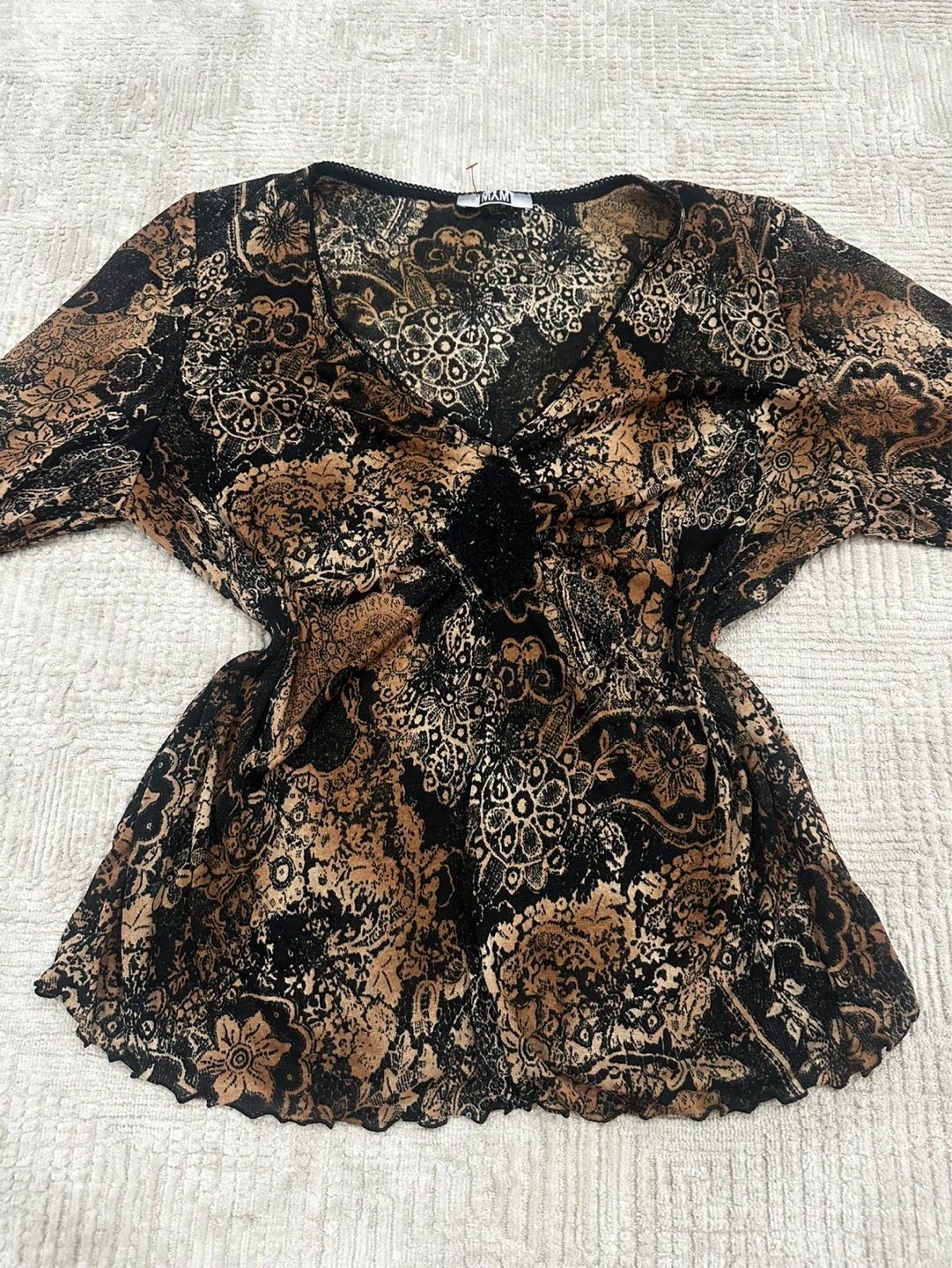 Vintage Trimmed Burnout Blouse