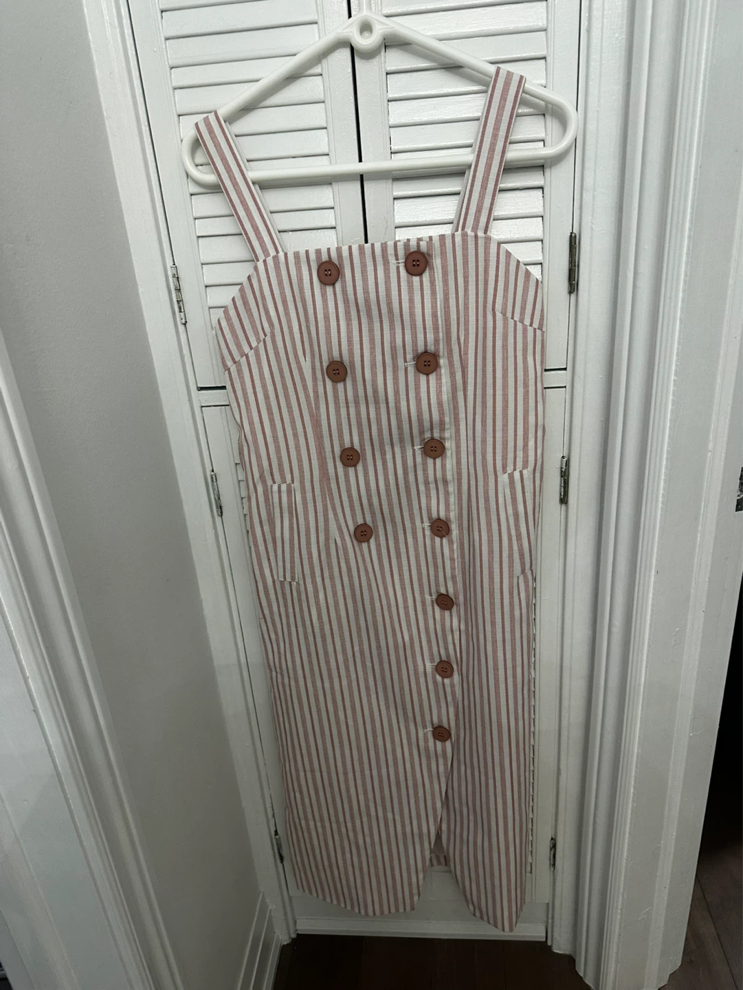 Din Kou Striped Button-Front Dress