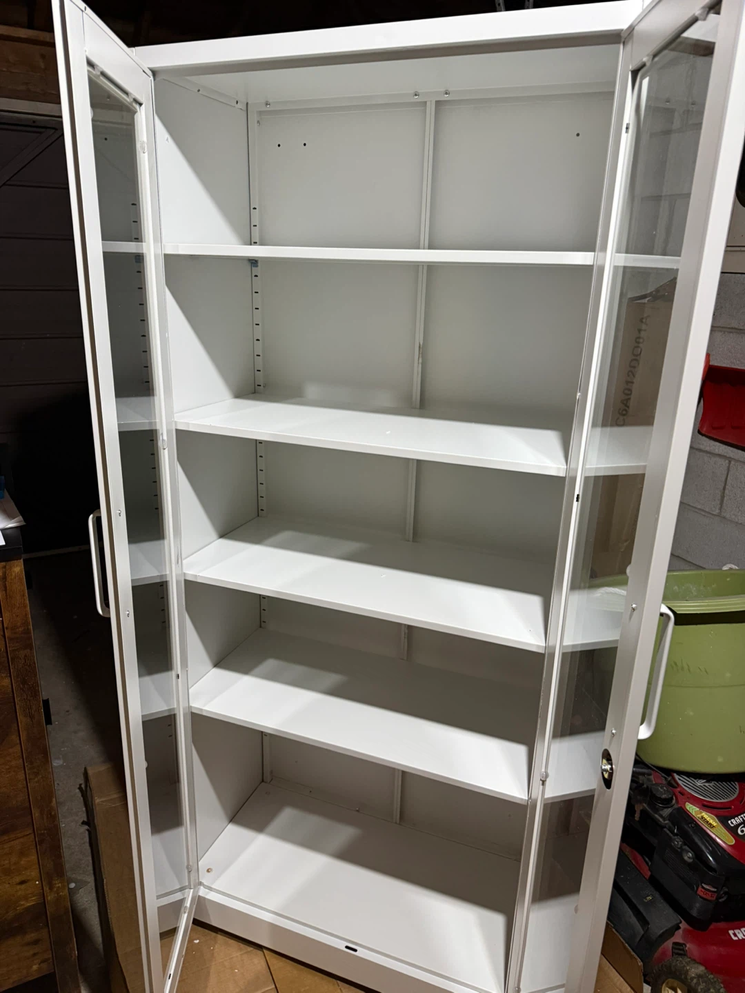 White Metal Storage Cabinet with Glass Doors - photo 4