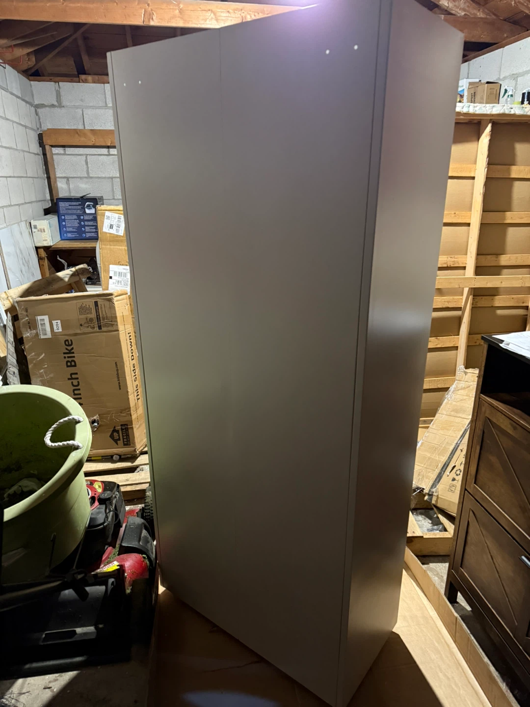 White Metal Storage Cabinet with Glass Doors - photo 2