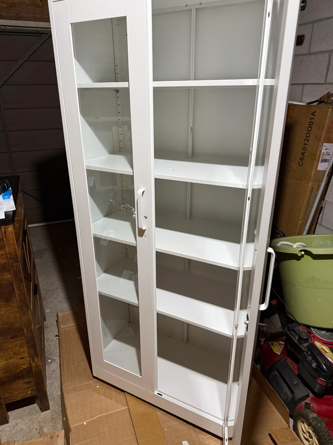 White Metal Storage Cabinet with Glass Doors - photo 5
