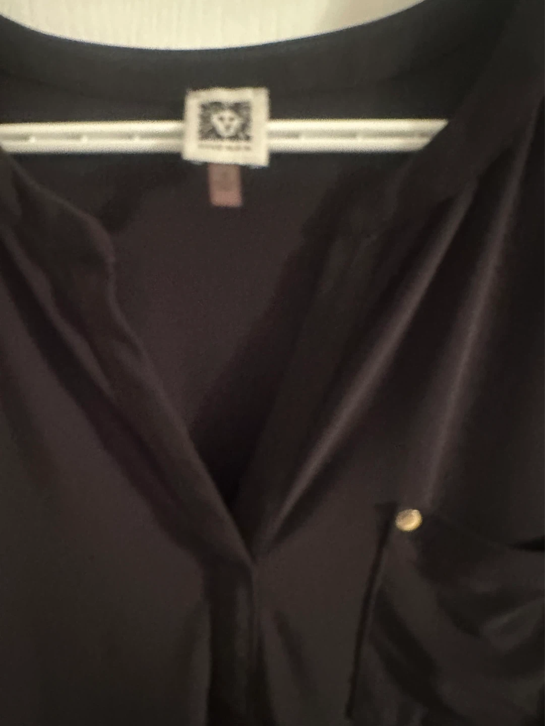 Anne Klein Black V-Neck Pocket Tunic Top - photo 2