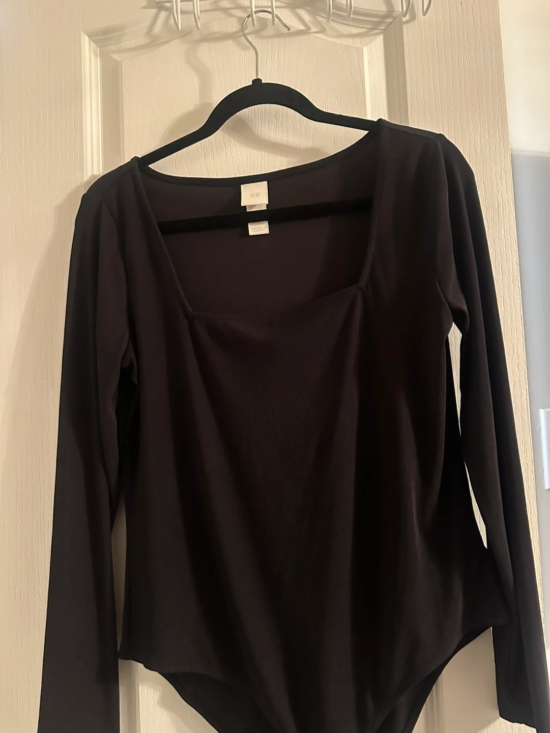 H&M Black Long Sleeve Square Neck Bodysuit - Size L - photo 4